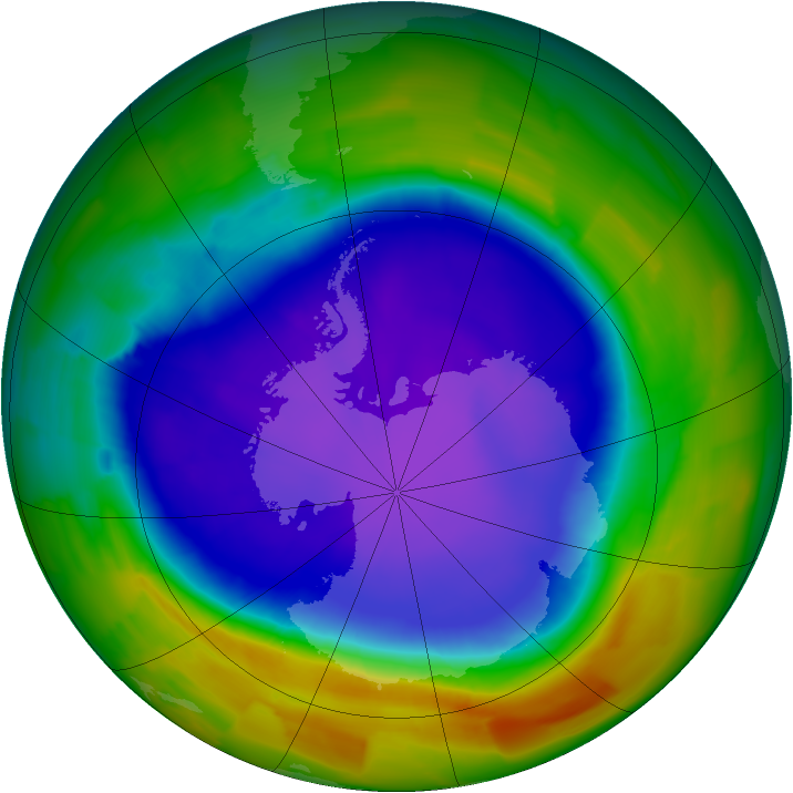 Antarctic ozone map for 03 October 2011